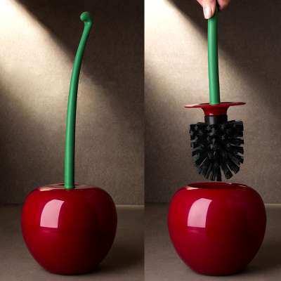 Creative Lovely Cherry Shape Lavatory Brush Toilet Brush & Holder Set Bathroom Tool(Red)