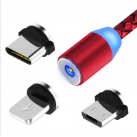 3 in 1 Magnetic charging Cable with nylon type-c fast cable micro usb cable