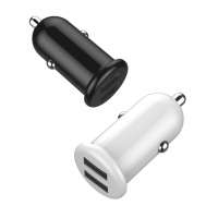 Usb Charger Adapter 5v Dc 2.1a Black and white color two ports car charger